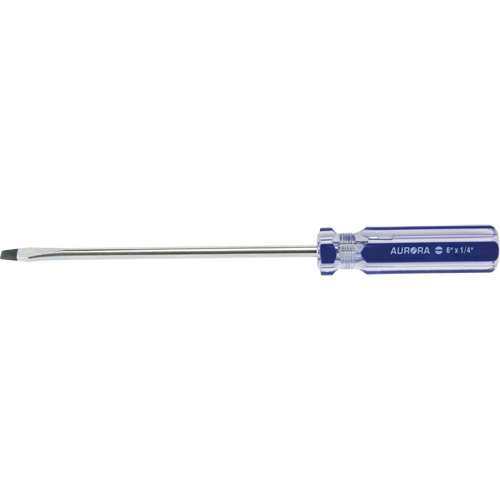 Tournevis &agrave; fente bleu transparent avec bandes, Tige de 1/4", Ronde, Prise en Plastique Maritime Industrial Rubber