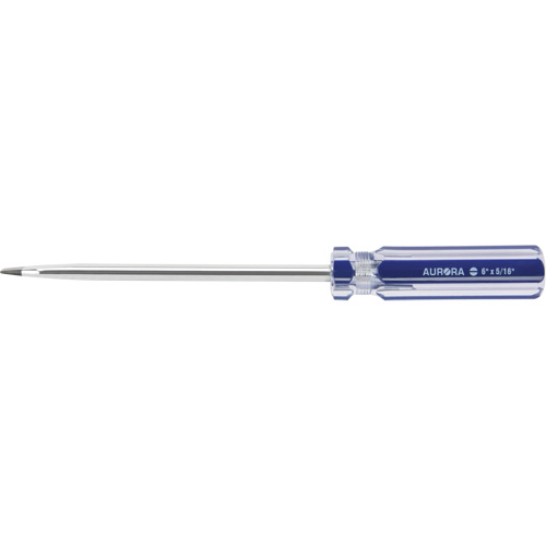 Blue Transparent Striped Slotted Screwdriver, 5/16" Tip, Round, Plastic Handle Maritime Industrial Rubber