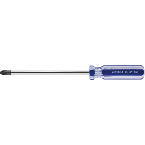 Tournevis Philips bleu transparent avec bandes, #3, Prise Plastique Maritime Industrial Rubber