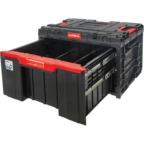 Arx&reg; Single Drawer Toolbox, 11-1/5" W x 18-3/10" D x 9-1/10" H, Black/Red Maritime Industrial Rubber