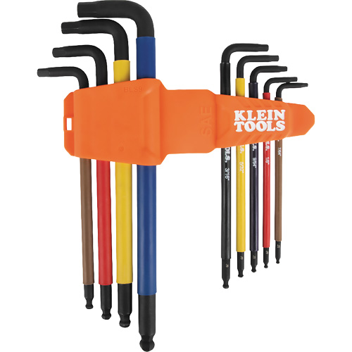 Jeu de cl&eacute; hex de style L extra longues et chromocod&eacute;es avec support, 9 mcx, Imp&eacute;rial Maritime Industrial Rubber