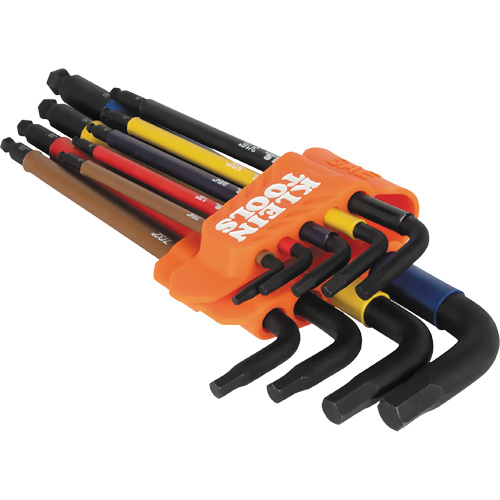 Jeu de cl&eacute; hex de style L extra longues et chromocod&eacute;es avec support, 9 mcx, Imp&eacute;rial Maritime Industrial Rubber