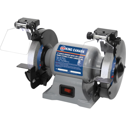 Meuleuse d'&eacute;tabli avec lampe &agrave; DEL, Dia de roue 6", 3450 tr/min Maritime Industrial Rubber