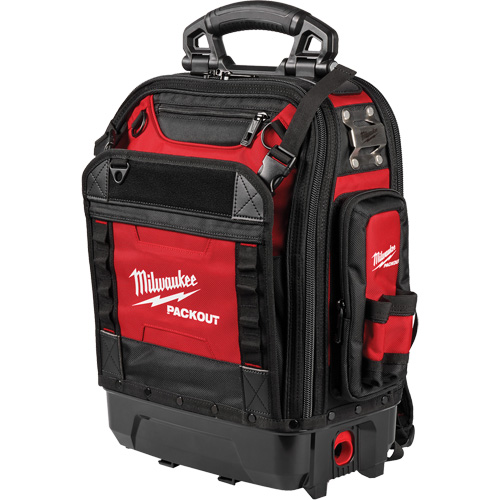 Sac &agrave; dos structur&eacute; PackOut, 9-1/2" lo x 18" la, Noir/Rouge, Polyester Maritime Industrial Rubber