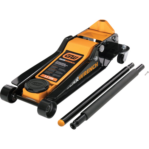 Low Profile Floor Jack, 3.5 Ton(s) Capacity, 3-3/4" Lowered, 21-3/4" Raised, Manual Hydraulic Maritime Industrial Rubber