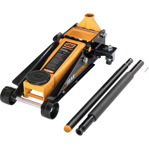 Heavy-Duty Floor Jack, 3 Ton(s) Capacity, 5-1/4" Lowered, 18-1/4" Raised, Manual Hydraulic Maritime Industrial Rubber