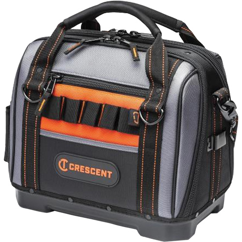 14" Tradesman Closed Top Tool Bag, Polyester, 32 Pockets, Black/Grey Maritime Industrial Rubber