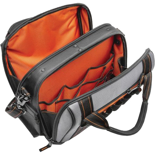 14" Tradesman Closed Top Tool Bag, Polyester, 32 Pockets, Black/Grey Maritime Industrial Rubber