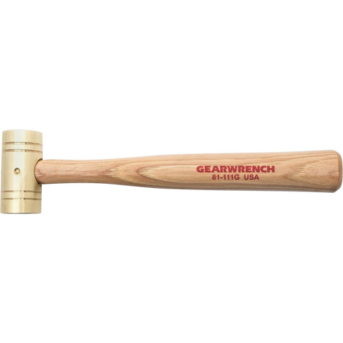 Marteau en laiton avec manche en noyer, Poids de la t&ecirc;te 1 lb, 11" lo Maritime Industrial Rubber