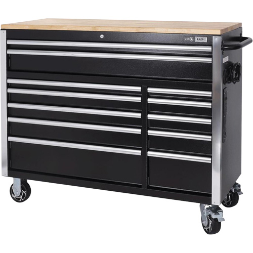 HDRC5212 Armoire mobile de s&eacute;rie HD, 12 tiroirs, 51-1/4" la x 21" p x 40-3/10" h, Noir Maritime Industrial Rubber
