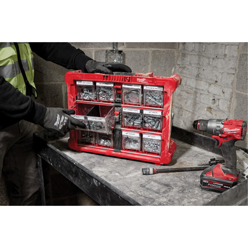 PACKOUT Tilt Bin Organizer, 15-1/5" x 19-7/10" x 6-7/10", Black/Red Maritime Industrial Rubber