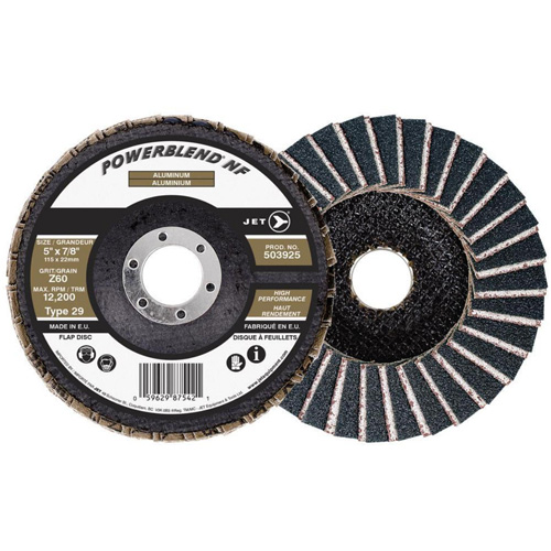 Disque &agrave; lamelles POWERBLEND NF, 5" x 7/8", Type 29, Grain Z60, Alumine de zirconium Maritime Industrial Rubber