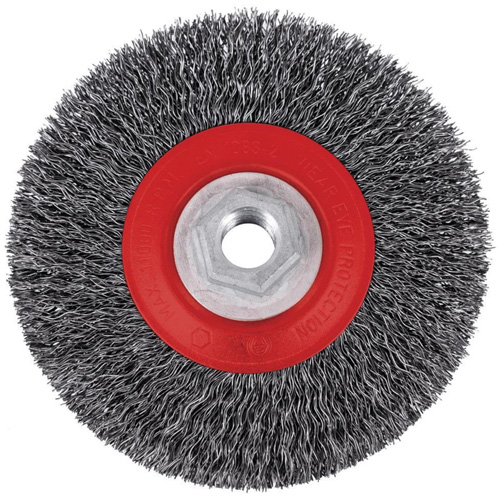 5C14T High Performance Crimped Wire Brush, 5" Dia., 0.014" Fill, 5/8"-11NC Arbor Maritime Industrial Rubber
