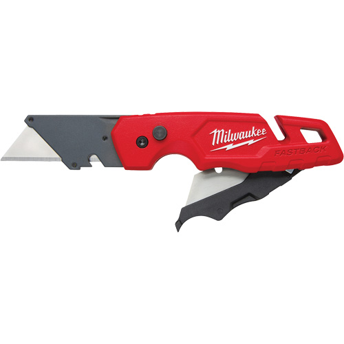 FASTBACK Folding Utility Knife with Blade Storage, Metal Handle Maritime Industrial Rubber