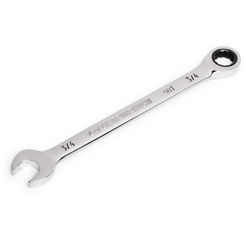 90-Tooth Ratcheting Combination Wrench, 12 Point, 3/4", Chrome Finish Maritime Industrial Rubber