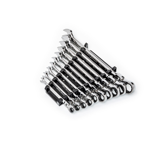 90-Tooth 12 Point SAE Wrench Set, Flex Head/Ratcheting Combination, 10 Pieces, Imperial Maritime Industrial Rubber