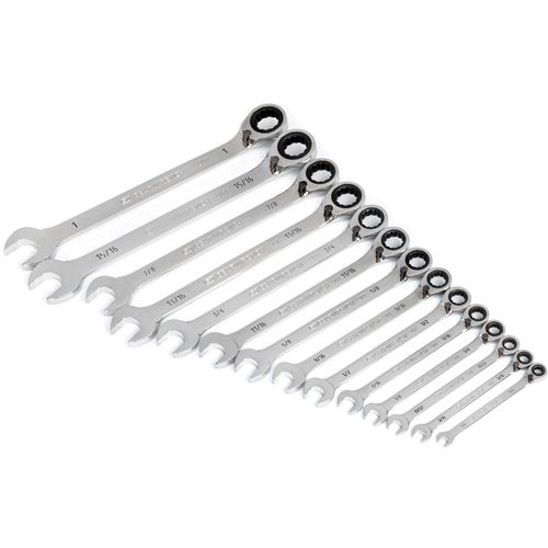 Jeu de cl&eacute;s &agrave; cliquets r&eacute;versibles SAE &agrave; 12 pans et 90 dents, Combinaison &agrave; cliquet, 14 morceaux, Imp&eacute;rial Maritime Industrial Rubber
