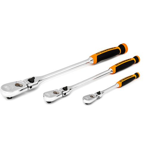 1/4", 3/8" & 1/2" Drive 90-Tooth Dual Material Locking Ratchet Set Maritime Industrial Rubber