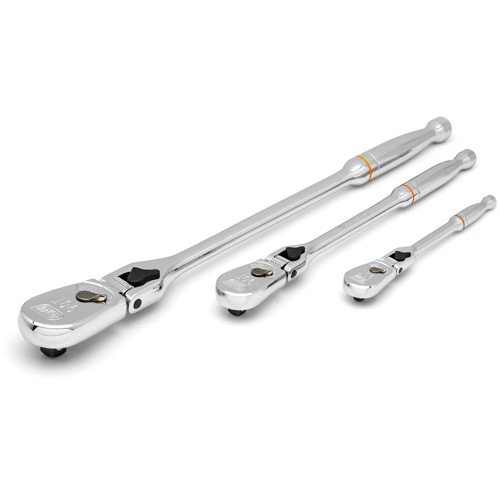 1/4", 3/8" & 1/2" Drive 90-Tooth Locking  Teardrop Ratchet Set Maritime Industrial Rubber