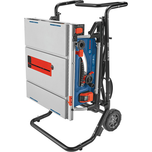 Scie &agrave; table de chantier avec support roulant Gravity-Rise, 120 V, 15 A, 3800 tr/min Maritime Industrial Rubber