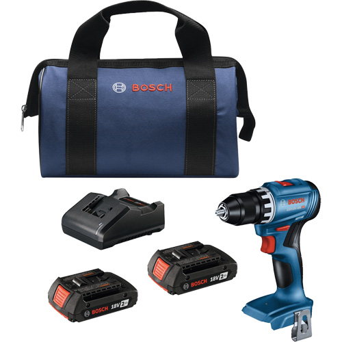 Compact Brushless Drill/Driver Kit, Lithium-Ion, 18 V, 1/2" Chuck, 400 in-lbs. Torque Maritime Industrial Rubber