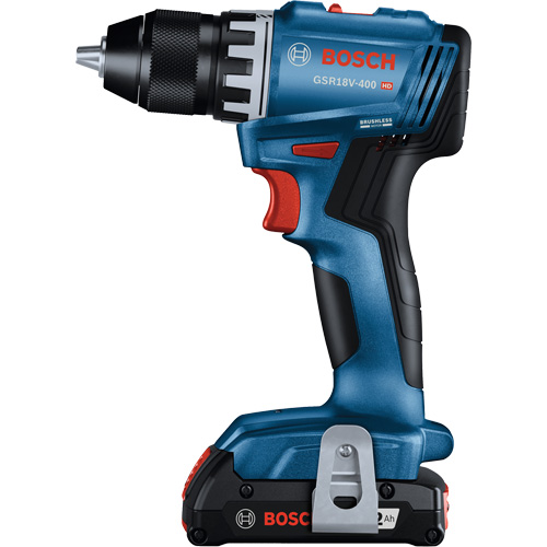 Compact Brushless Drill/Driver Kit, Lithium-Ion, 18 V, 1/2" Chuck, 400 in-lbs. Torque Maritime Industrial Rubber