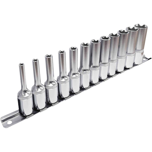 External TORX&reg; Socket Set, 12 Pcs, 3/8" Drive Size, Deep Maritime Industrial Rubber