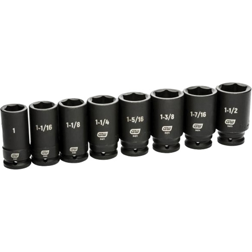 Jeu de douilles SAE &agrave; 6 pans, 8 Mcx, Chocs, Prise de 3/4", Profond Maritime Industrial Rubber