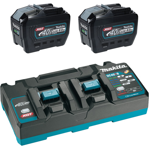 Ensemble de d&eacute;part XGT avec chargeur rapide &agrave; deux ports et deux batteries de 8?Ah, 40 V, Lithium-ion Maritime Industrial Rubber