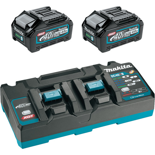 Ensemble de d&eacute;part XGT avec chargeur rapide &agrave; deux ports et deux batteries de 4?Ah, 40 V, Lithium-ion Maritime Industrial Rubber