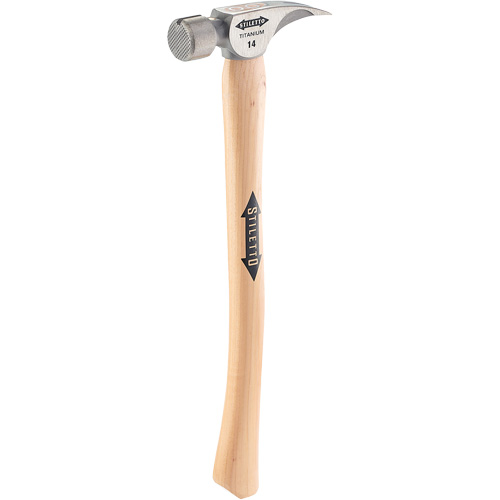Marteau &agrave; face en titane frais&eacute;e avec manche incurv&eacute; en noyer, 14 oz, Prise en Bois, 18" lo Maritime Industrial Rubber
