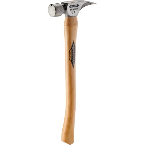 Titanium Smooth Face Hammer with Curved Hickory Handle, 14 oz., Wood Handle, 18" L Maritime Industrial Rubber