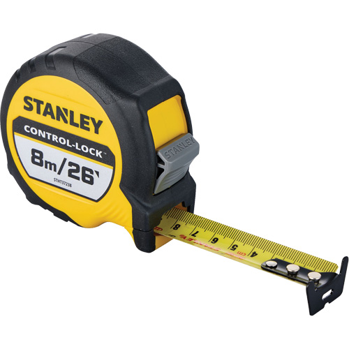 CONTROL-LOCK Tape Measure, 25 mm x 26'/8 m, Imperial & Metric Graduations Maritime Industrial Rubber
