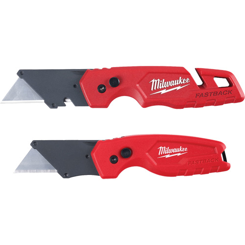 2-Piece FASTBACK Folding Utility Knife Set, Plastic Handle Maritime Industrial Rubber