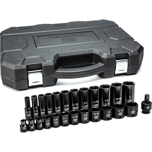 Jeu de douilles SAE &agrave; 6 pans, 25 Mcx, Chocs, Prise de 3/8", Profond Maritime Industrial Rubber