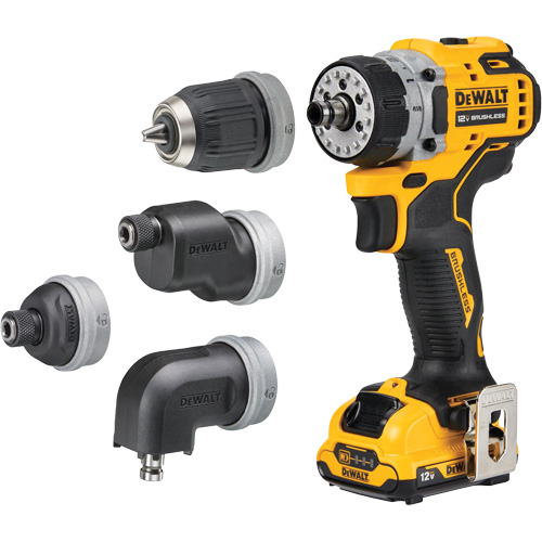 XTREME Brushless Cordless 5-in-1 Drill/Driver Kit, Lithium-Ion, 12 V, 3/8" Chuck Maritime Industrial Rubber