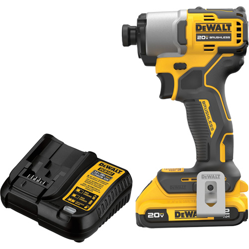 Brushless Cordless Impact Driver Kit, 1/4", 1700 in-lbs Max. Torque, 20 V, Lithium-Ion Maritime Industrial Rubber