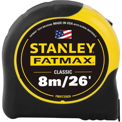 FATMAX&reg; Tape Measure, 1-1/4" x 26'/8 m, Imperial & Metric Graduations Maritime Industrial Rubber