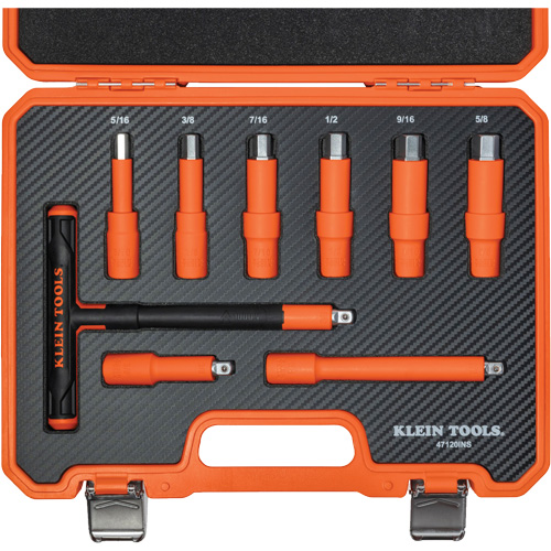Insulated T-Handle & Hex Bit Set with Case, 1000 V, 9 Pcs Maritime Industrial Rubber