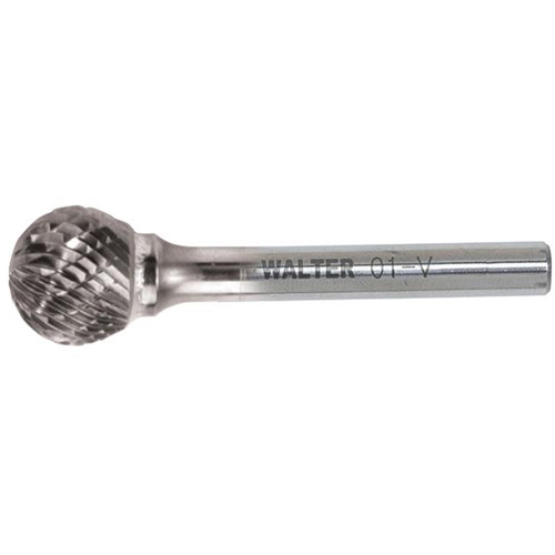 Double Cut Ball Carbide Burr, 1/4" Dia., 1/4" Shank, 7/32" Depth of Cut Maritime Industrial Rubber