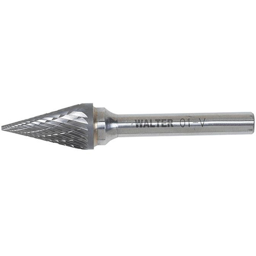 Double Cut Conical Carbide Burr, 1/2" Dia., 1/4" Shank, 7/8" Depth of Cut Maritime Industrial Rubber