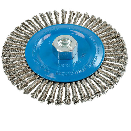 Knot-Twisted Stringer Bead Wire Wheel, 6" Dia., 0.02" Fill, 5/8"-11 Arbor, Aluminum/Stainless Steel Maritime Industrial Rubber
