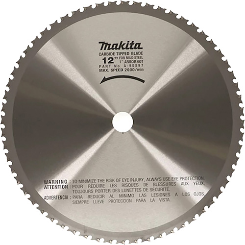 Lame de tronçonneuse pour scies &agrave; tronçonner portatives, 12", 60 dents, Pour M&eacute;tal Maritime Industrial Rubber
