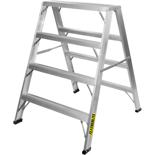 Industrial-Duty Sawhorse, 4' H x 34.6875" W x 39.50" D, 300 lbs. Capacity, Aluminum Maritime Industrial Rubber