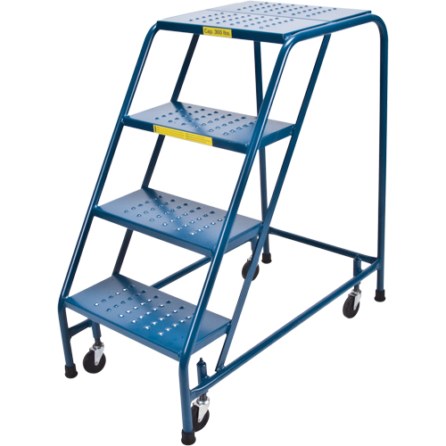 Escabeau roulant, 4 marches, Largeur de la marche 18", Hauteur de la plateforme 37", Acier Maritime Industrial Rubber