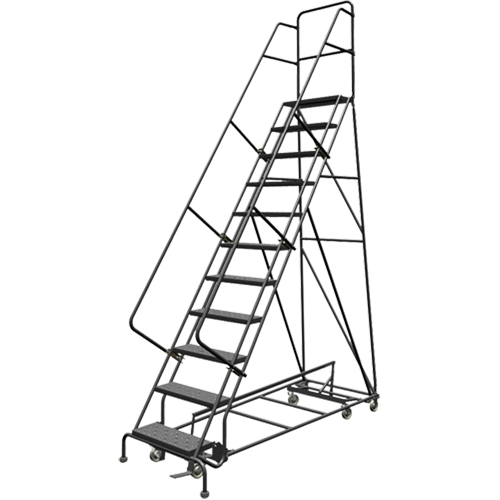 &eacute;chelles roulantes multidirectionnelles, 11 marches, Largeur de la marche 24", Hauteur de la plateforme 110", Acier Maritime Industrial Rubber