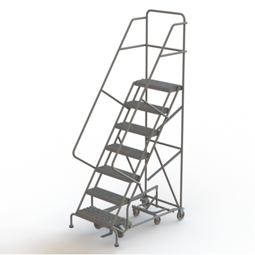 &eacute;chelles roulantes multidirectionnelles, 7 marches, Largeur de la marche 24", Hauteur de la plateforme 70", Acier Maritime Industrial Rubber