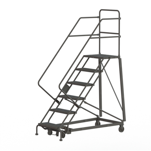Heavy Duty Safety Slope Ladder, 6 Steps, Serrated, 50° Incline, 60" High Maritime Industrial Rubber