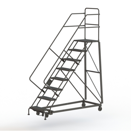 Heavy Duty Safety Slope Ladder, 8 Steps, Serrated, 50° Incline, 80" High Maritime Industrial Rubber