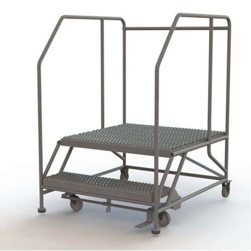 Plateforme de travail mobile, Acier, 2 Marches, 20" ha, 36" p, 36" Marche, Stri&eacute; Maritime Industrial Rubber